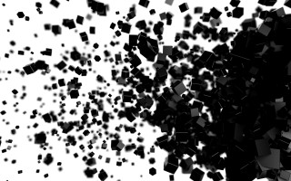 Cubes flying black white background - particle free wallpaper