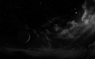 Black white night sky clouds - a few star free wallpaper