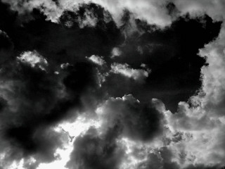 Cloudy sky black white plane - chris friel free wallpaper