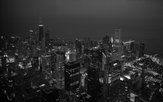 Black white city night lights - skyscraper free wallpaper for desktop