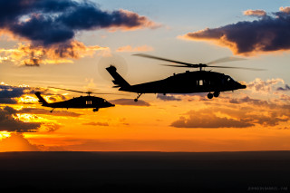 Military helicopters flying sunset clouds - two military helicopter free wallpaper