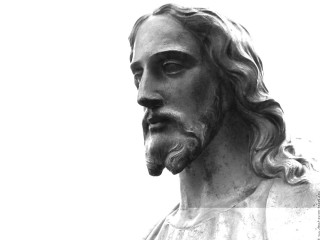 Jesus statue black white photo - facial feature free wallpaper