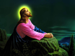 Jesus sitting rock green sky 2 - evelyn de morgan free wallpaper