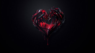 Heart blood dripping black background - object free wallpaper