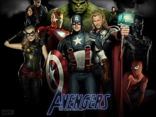 Avengers group characters black background - a group of avengers characters free wallpaper