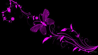 Purple flower butterfly gothic border 2 - a butterfly free wallpaper
