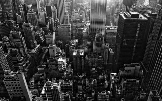 Black white cityscape sunlight skyscrapers - photo of a city free wallpaper