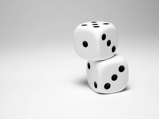Two dices stacked white surface - black dot free wallpaper
