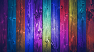 Rainbow colored wood planks fence - a rainbow free wallpaper