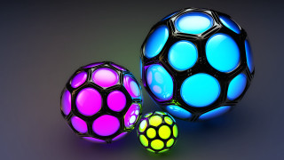 Three colored glowing balls holography - three ball free wallpaper