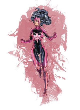 Woman running pink black armor - character design free wallpaper