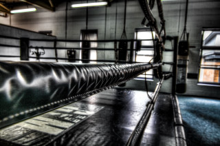 Boxing ring black leather bench - a window in the background free wallpaper for desktop