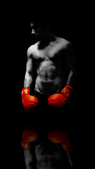 Man red boxing gloves chest - gritty free wallpaper for mobile