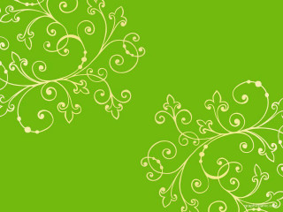 Green background white swirls leaves - a white outline free wallpaper