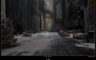 City street cars people snow - craig mullins free wallpaper