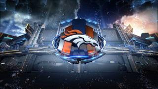 Denver football logo futuristic background - a futuristic city in the background free wallpaper