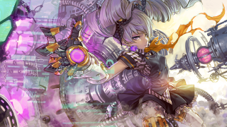 Girl gun purple background clock - a clock free wallpaper