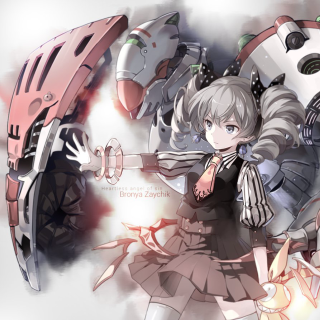 Girl robot suit gun dress - a detailed drawing free wallpaper for tablet