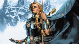 Woman sword cape mountain snow - marvel comic free wallpaper