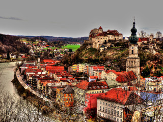 City river castle hill background - heidelberg school free wallpaper