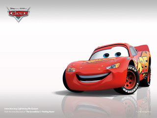 Cartoon character smiling red car - a yellow stripe free wallpaper for desktop