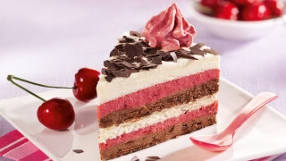 Cake cherry fork plate dessert - a cherry free wallpaper