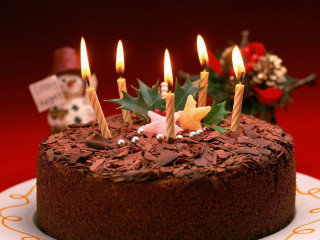 Chocolate cake candles plate red 2 - a chocolate cake free wallpaper
