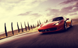 Red sports car road trees 5 - unreal engine free wallpaper for desktop