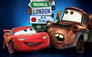 Cartoon character car street sign - a street free wallpaper