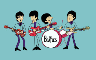 Beatles cartoon character guitar drum - brenda chamberlain free wallpaper