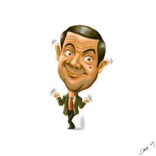 Caricature man suit tie hands - figurative art free wallpaper for tablet