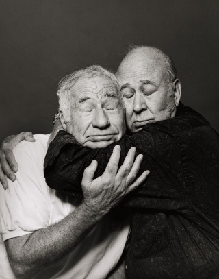Elderly men hugging black white - stanley artgermm free wallpaper