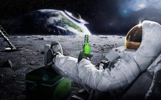 Astronaut moon beer shuttle space - the moon free wallpaper