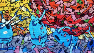 Colorful mural animals graffiti blue - public free wallpaper