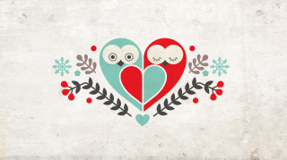 Owls heart leaves snowflakes couple - free hearts wallpaper for desktop