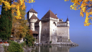 Castle lake trees yellow leaves - yellow leaf free wallpaper
