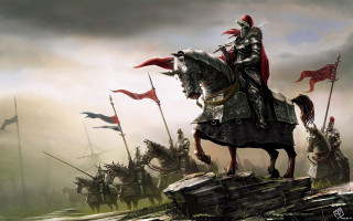 Knight on horse other knights - medieval free wallpaper