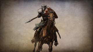 Man riding brown horse sword - medieval free wallpaper