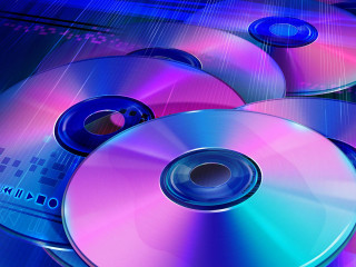 Cds stack table blue red - a computer rendering free wallpaper