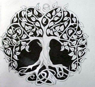 Tree heart leaves branches drawing - a detailed drawing free wallpaper for tablet