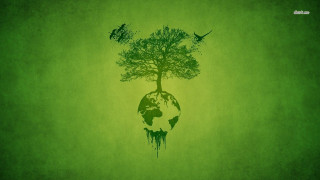 Green tree globe birds environmental - environmental art free wallpaper
