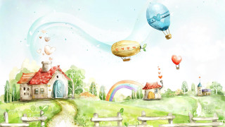 House rainbow hot air balloons - a rainbow in the sky free wallpaper
