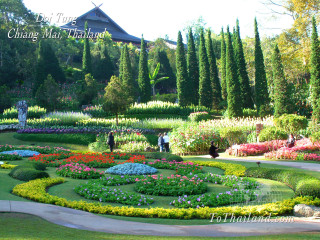 Circular flower bed garden people - a garden free wallpaper for desktop