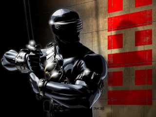 Man black outfit gun red - wall behind free wallpaper for desktop
