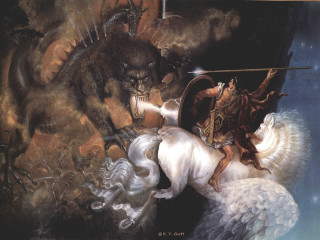 Man horse sword demon back - frazetta free wallpaper