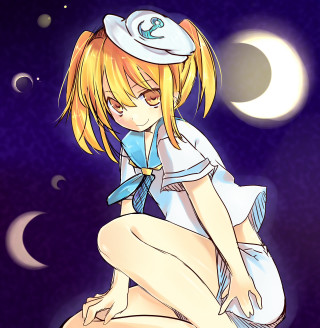 Girl sailor outfit kneeling hat - night free wallpaper for tablet
