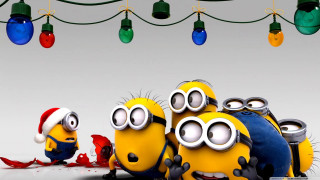 Minions christmas tree lights sitting - shock art free wallpaper