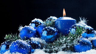 Candle blue candleholder snow pine - art informel free wallpaper