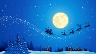 Santa sleigh snowy landscape fullmoon 2 - over a snowy landscape free wallpaper
