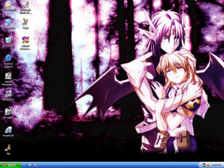 Anime couple forest purple lights - the background of the image free wallpaper